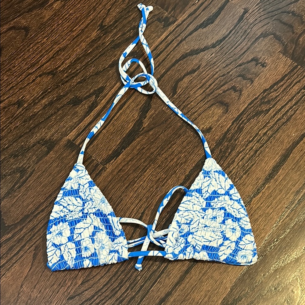 SHEIN FLORAL SMOCK BIKINI TOP